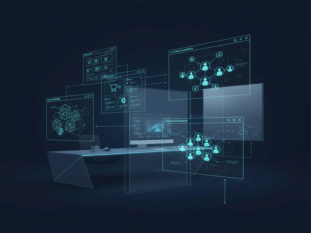 Abstract enterprise collage representing multiple modern business industries